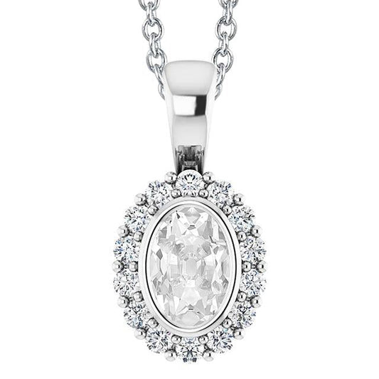 Gold Halo Diamond Pendant Center Stone Setting: Bezel Set Oval Old Miner 5.50 quilates - harrychadent.pt