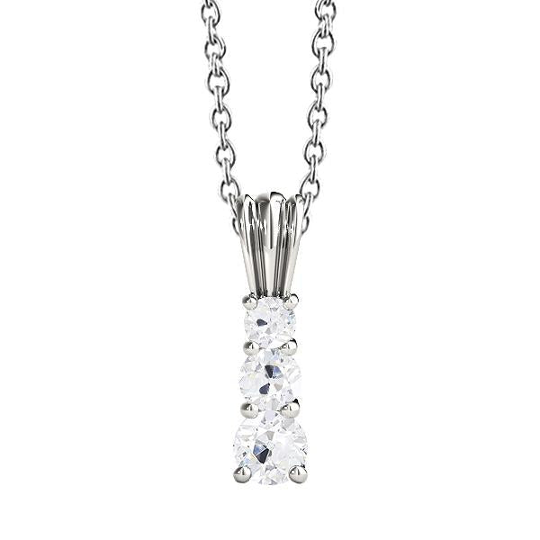 Pingente de diamante de ouro três pedras redondas Old Miner 1,50 quilates conjunto de pinos - harrychadent.pt