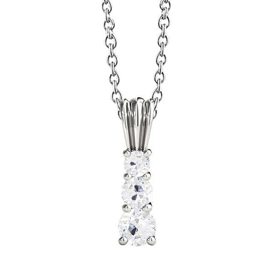 Pingente de diamante de ouro três pedras redondas Old Miner 1,50 quilates conjunto de pinos - harrychadent.pt