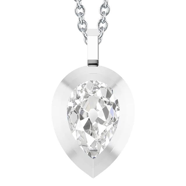 Ouro diamante solitaire pingente pera antiga mina com corte de 3 quilates joias - harrychadent.pt