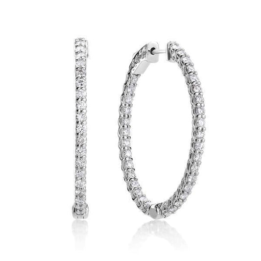 Ouro branco 14K 2,60 quilates diamantes lapidação redonda feminina brincos argola - harrychadent.pt