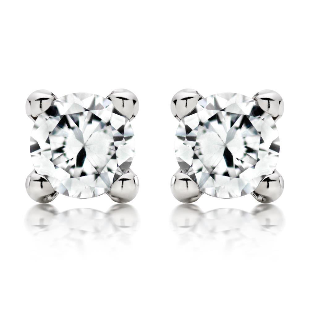 Lindo brinco de 4 quilates de diamantes com lapidação redonda em ouro branco 14K - harrychadent.pt