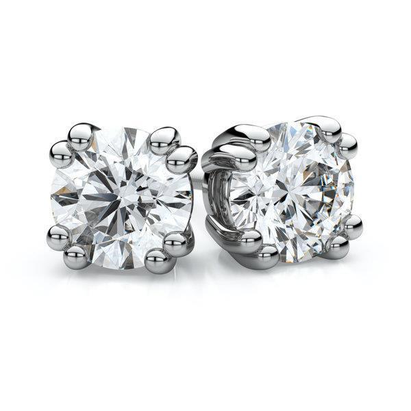 Lindo 4 ct redondo brilhante com diamantes lapidação brinco de ouro branco - harrychadent.pt