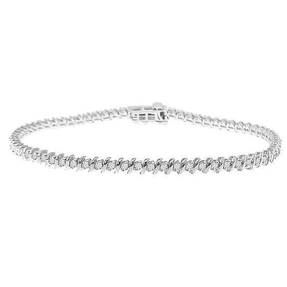 Lindo bracelete redondo de corte redondo de 6.50 ct Diamonds em ouro branco 14K - harrychadent.pt