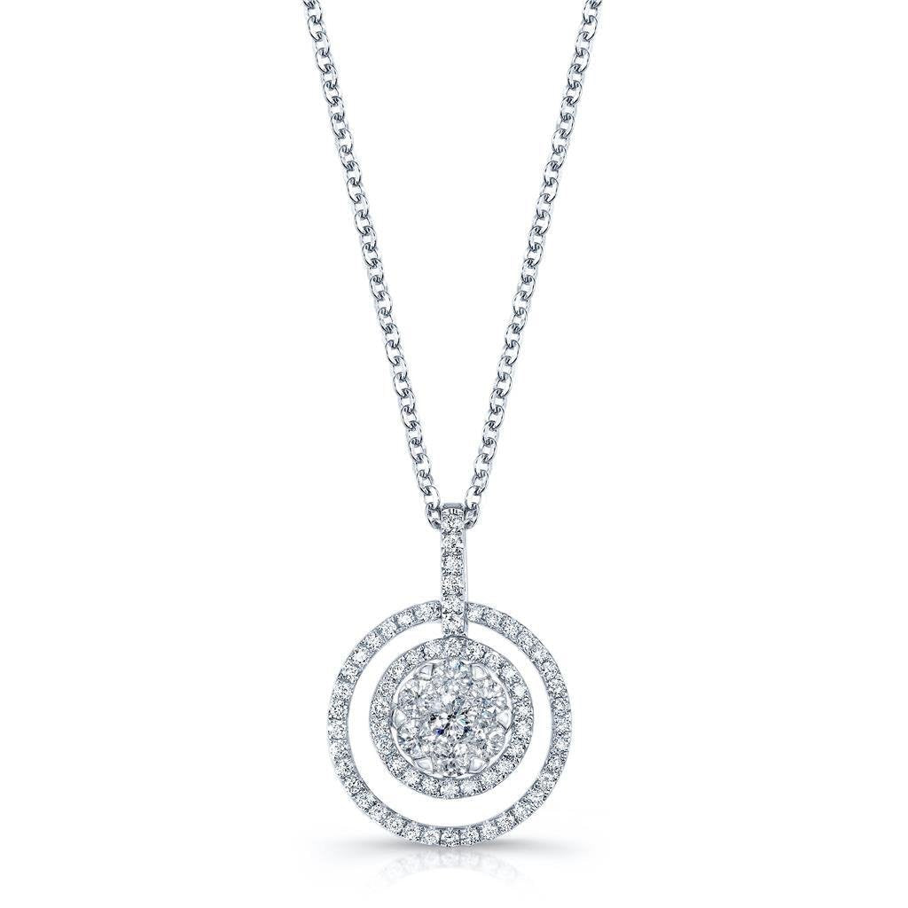 Lindo colar de pingente de diamante redondo 2 quilates em ouro branco - harrychadent.pt