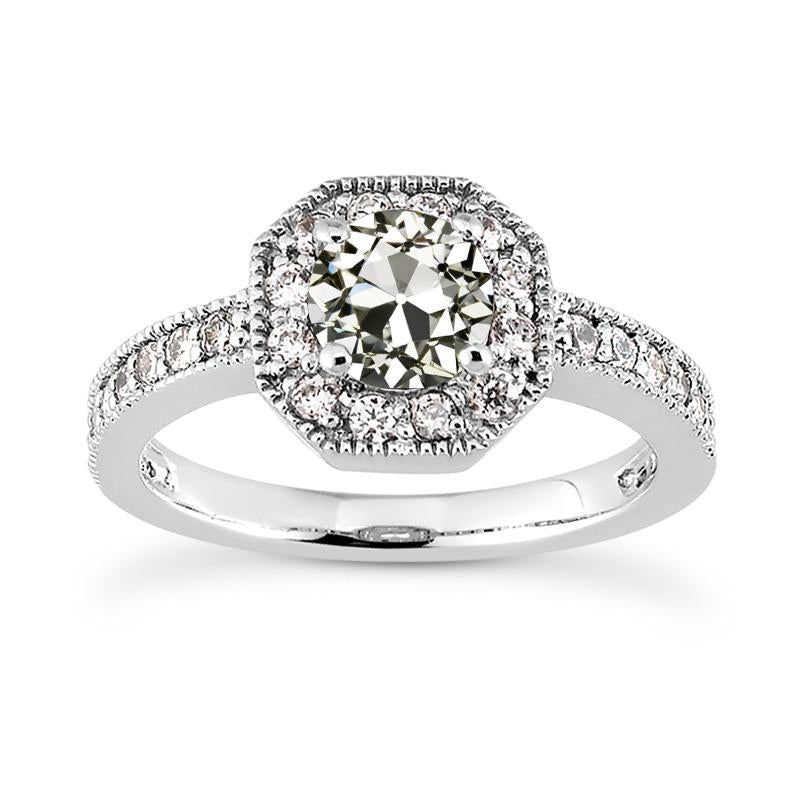Anel de aniversário Halo redondo antigo diamante europeu Milgrain 3.75 quilates - harrychadent.pt
