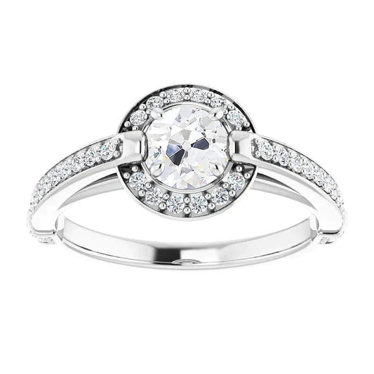 Halo Cathedral Setting Anel de Aniversário Conjunto de Pontas de Diamantes Corte Antigo