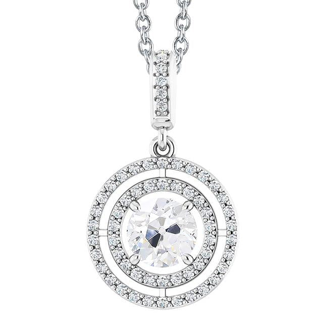 Halo Circle Diamond Pendant Round Old Mine Cut 3.50 quilates - harrychadent.pt