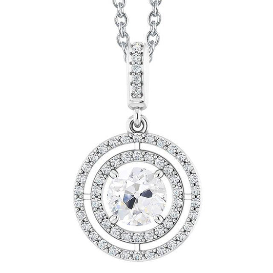 Halo Circle Diamond Pendant Round Old Mine Cut 3.50 quilates - harrychadent.pt