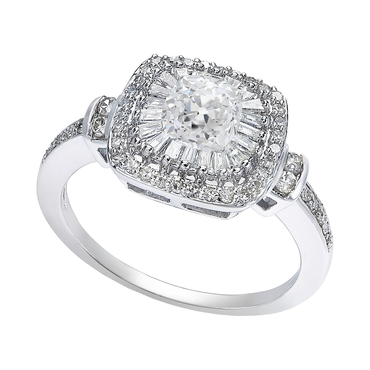 Halo Cushion Old Cut Baguette e anel de diamante redondo de 4.75 quilates - harrychadent.pt