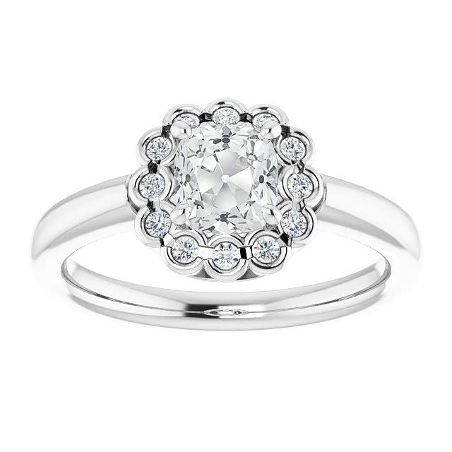 Almofada Halo Anel de Diamante Old Cut Metade centro de configuração de pedra: Bezel Set 4.25 quilates em ouro 14K - harrychadent.pt