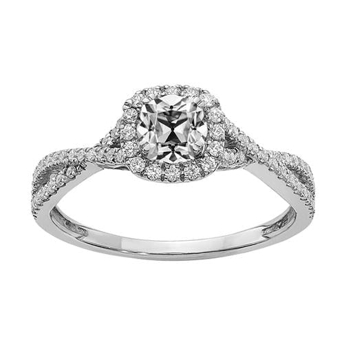 Halo Cushion Old Cut Diamond Ring Infinity Split Shank 3.75 quilates - harrychadent.pt