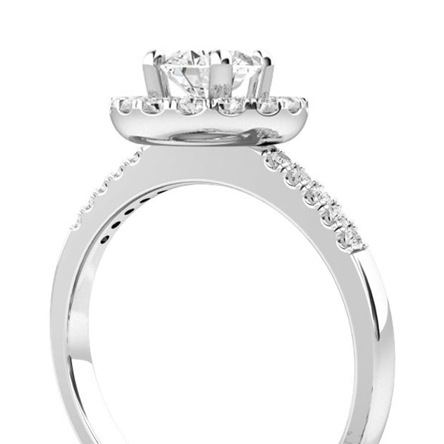 Anel de noivado de diamante Halo 5.10 quilates 14K ouro branco
