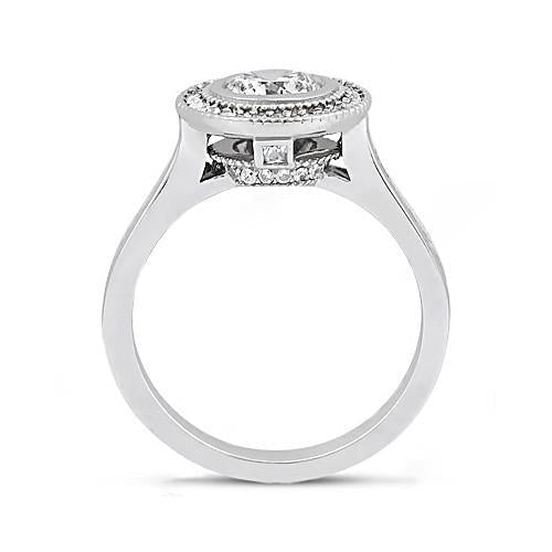 Anel de diamante Halo 2.22 quilates feminino noivado em ouro branco - harrychadent.pt
