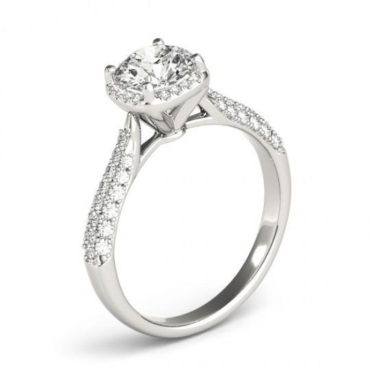 Anel Halo Diamond Solitaire com realce de 1.50 quilates em ouro branco novo 14K - harrychadent.pt