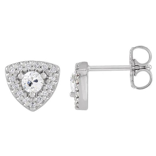 Brincos Halo Diamond Stud Old Cut Joias em formato de triângulo de 4.50 quilates - harrychadent.pt