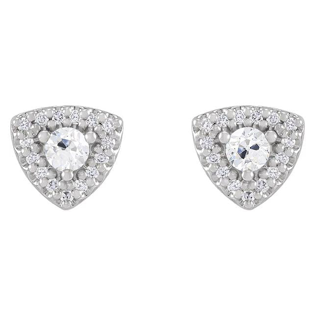 Brincos Halo Diamond Stud Old Cut Joias em formato de triângulo de 4.50 quilates - harrychadent.pt