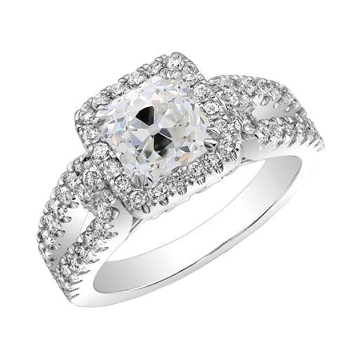 Almofada Halo Ring Old Miner Diamond 2.50 quilates de haste dupla - harrychadent.pt