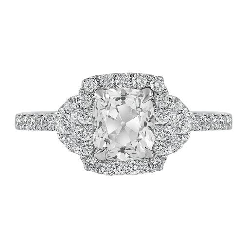 Almofada de anel de halo antigo mineiro com pontas de diamantes conjunto joias de ouro de 4 quilates - harrychadent.pt