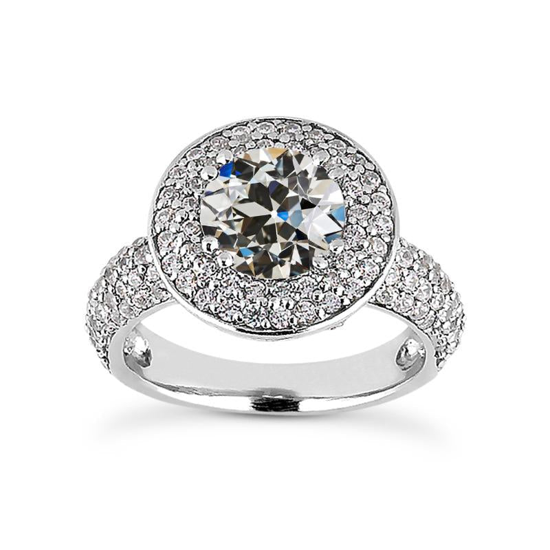 Anel Halo Ring Old Cut Diamond Multi Row Acentos de ponta dupla Conjunto de 6 quilates - harrychadent.pt
