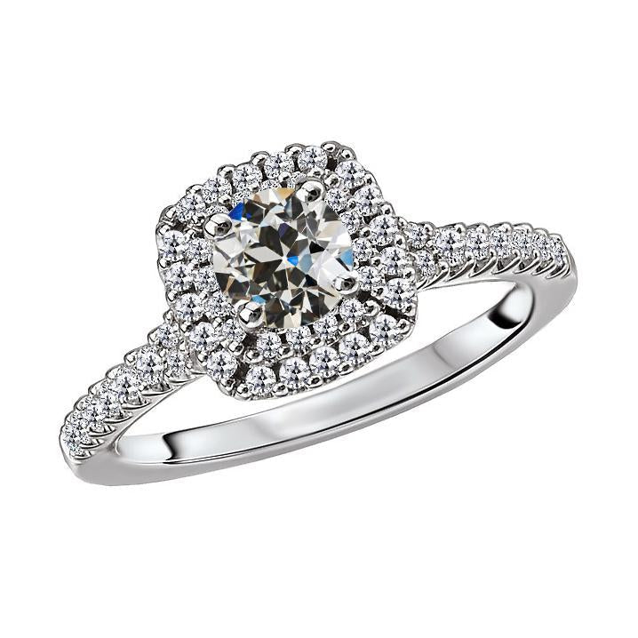 Anel Halo Redondo Diamante Corte Antigo 14K Joias De Ouro 4.50 Quilates - harrychadent.pt