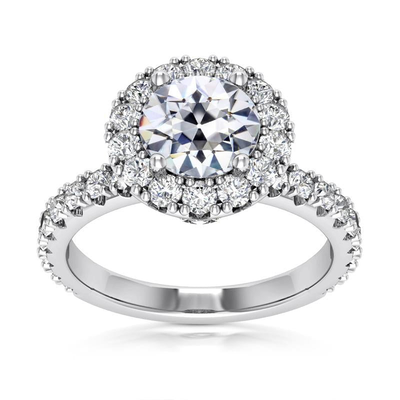 Anel Halo redondo Old Cut Diamond Gold Fishtail conjunto 6.50 quilates - harrychadent.pt