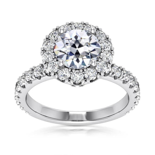 Anel Halo redondo Old Cut Diamond Gold Fishtail conjunto 6.50 quilates - harrychadent.pt