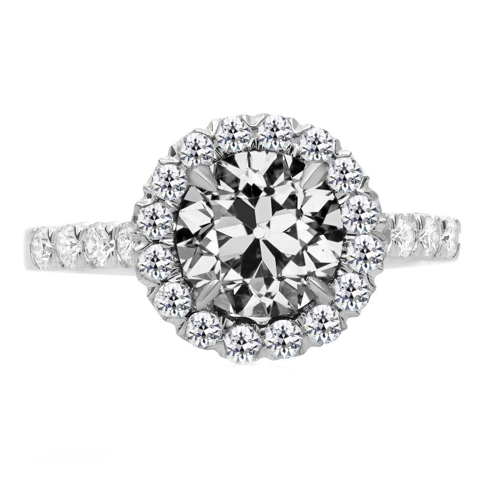Conjunto de pontas de diamante redondo redondo antigo com ponta de diamante Halo Ring Joias femininas de 6.5 quilates - harrychadent.pt