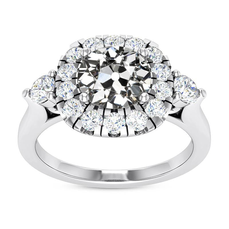Halo Ring redondo antigo corte de diamante de ouro branco 14K 6.50 quilates - harrychadent.pt