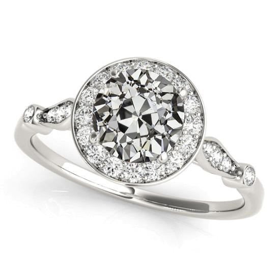 Anel Halo Redondo Antigo Mina Cortada com Diamante Joias Femininas 4 Quilates - harrychadent.pt