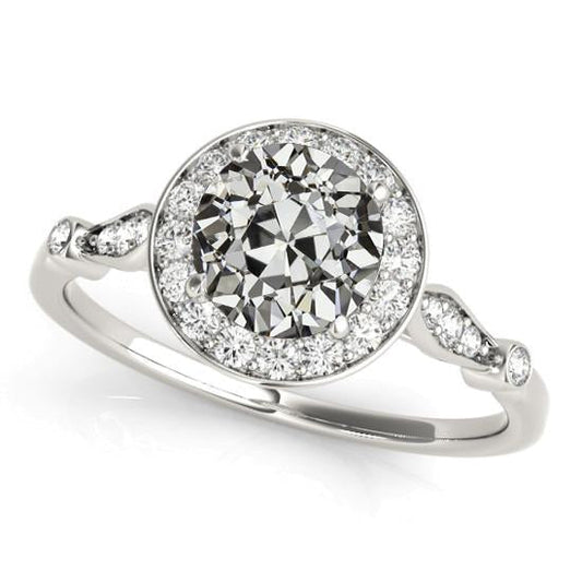 Anel Halo Redondo Antigo Mina Cortada com Diamante Joias Femininas 4 Quilates - harrychadent.pt
