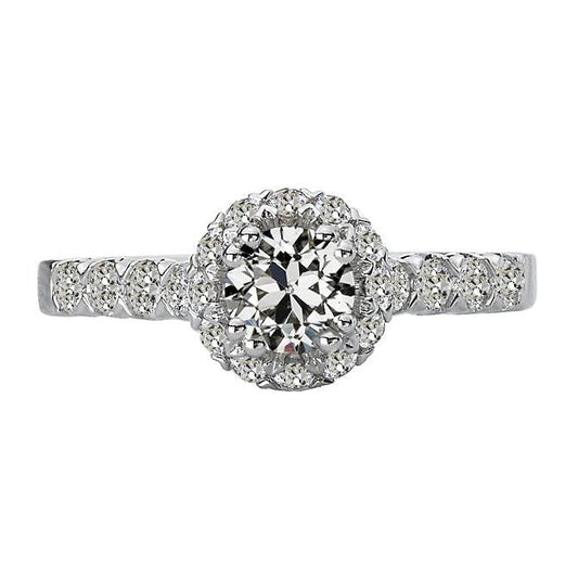 Anel Halo Redondo Antigo Mina Corte com Diamante Joias Femininas Ouro 14K 5 Quilates - harrychadent.pt