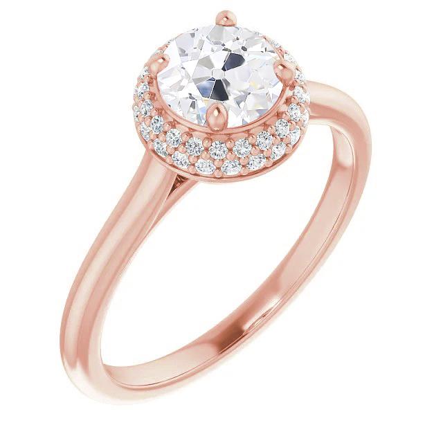 Anel Halo Redondo Antigo Mineiro Diamante Rosa Ouro Jóias Para Senhoras 4.50 Quilates - harrychadent.pt