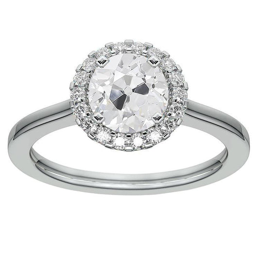 Anel Halo Redondo Antigo Mineiro Diamante 4.50 Quilates Ouro Jóias Femininas - harrychadent.pt