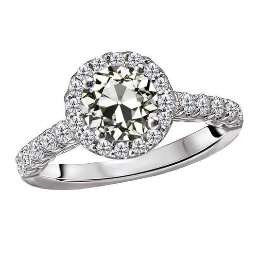 Anel de diamante redondo antigo de minerador com detalhes em ouro 14K 5 quilates - harrychadent.pt