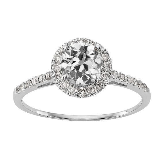 Anel Halo Com Acentos Redondo Antigo Mineiro Diamante 3.50 Quilates Ouro 14K - harrychadent.pt