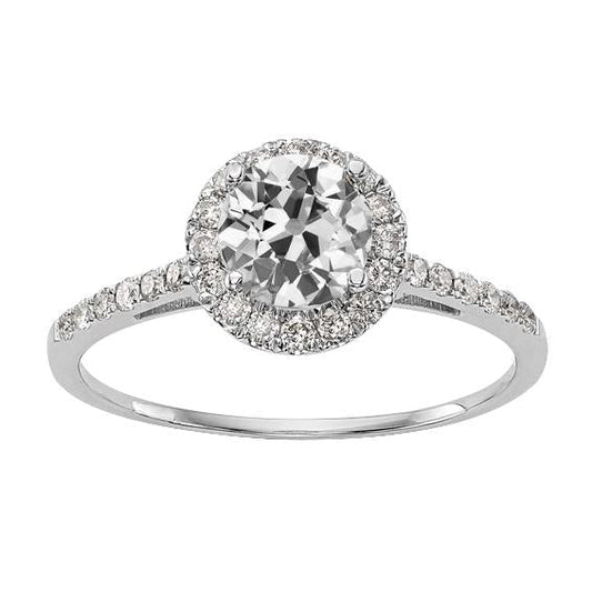 Anel Halo Com Acentos Redondo Antigo Mineiro Diamante 3.50 Quilates Ouro 14K - harrychadent.pt
