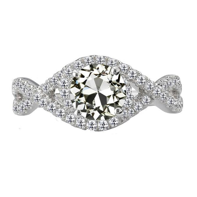 Anel de diamante redondo antigo corte Halo estilo infinito 6 quilates ouro 14K - harrychadent.pt