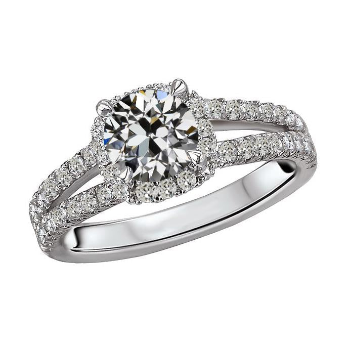 Anel de diamante redondo antigo corte halo com ponta bipartida joias de 6 quilates - harrychadent.pt
