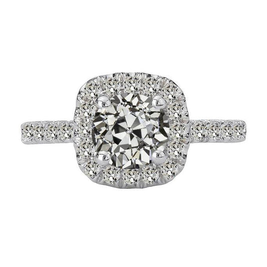 Halo redondo antigo corte anel de diamante ouro branco 6 quilates joias - harrychadent.pt