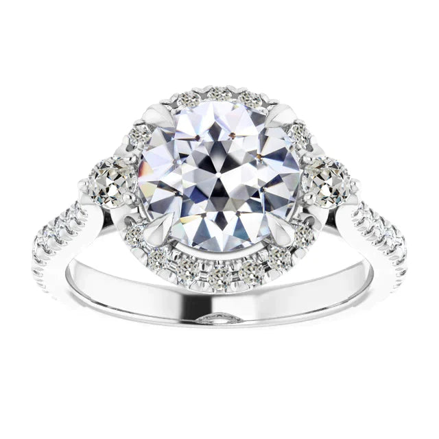 Halo Redondo Anel de Diamante Europeu Joias Ouro Senhoras 4.50 Quilates