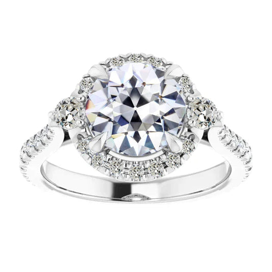 Halo Redondo Anel de Diamante Europeu Joias Ouro Senhoras 4.50 Quilates