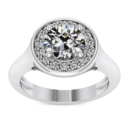 Halo redondo antigo mineiro anel de diamante joia feminina ouro 5 quilates - harrychadent.pt