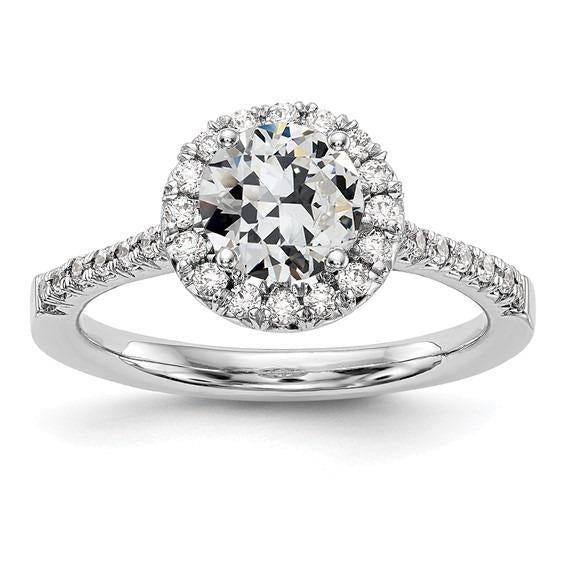 Anel de diamante redondo antigo de minerador Halo com joias de destaques de 3 quilates - harrychadent.pt