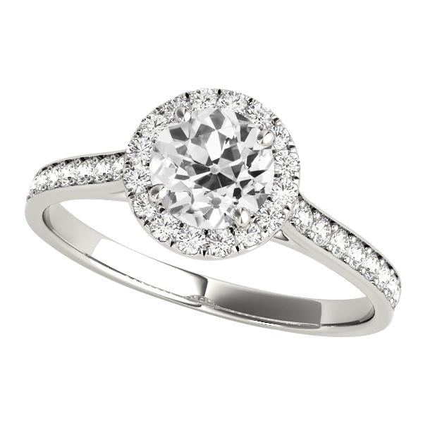 Anel de diamante redondo antigo de minerador Halo com joias de acentos 3.50 quilates - harrychadent.pt