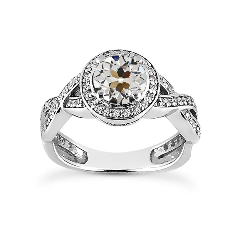Anel de diamante redondo antigo de minerador Halo joias estilo infinito de 4.75 quilates - harrychadent.pt