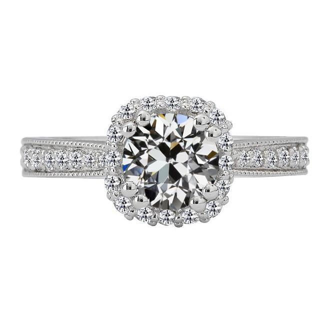Halo redondo antigo mineiro anel de diamante haste cônica 4.50 quilates - harrychadent.pt