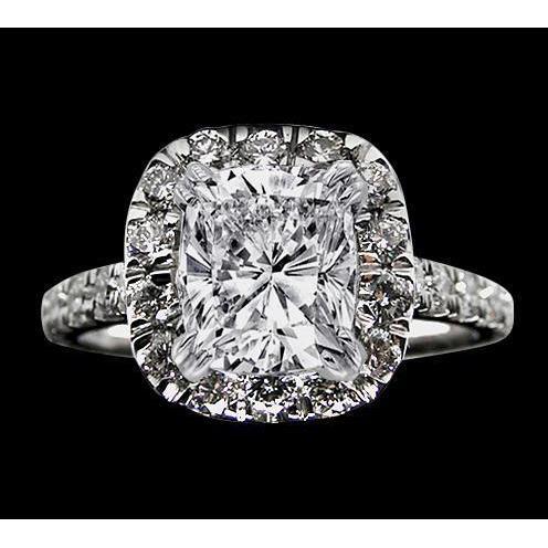 Halo Setting Almofada Center Diamond 4,8 Ct. Anel - harrychadent.pt