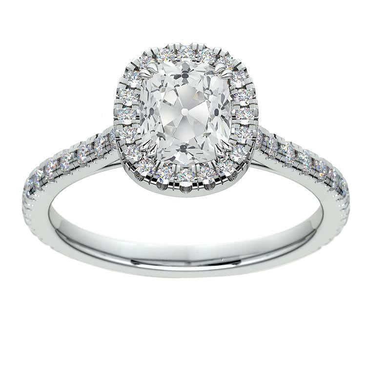 Aliança de casamento Halo Old Cut Almofada de diamante 5.50 quilates joias femininas - harrychadent.pt