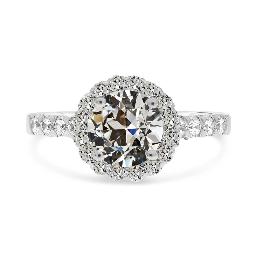 Aliança Halo redonda com diamante de 4.50 quilates com lapidação de mina antiga - harrychadent.pt